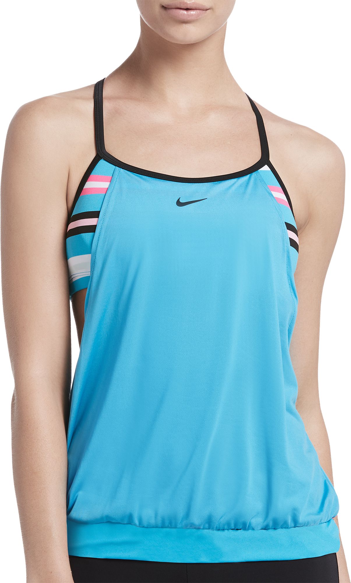 Layered Sport T-Back Tankini Swim 