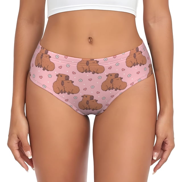 Balery Heart Capybara Ropa Interior de Algodón para Mujer con Dibujo – Braguitas Cómodas y Elásticas, Estilo Clásico-X-Large