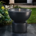 thumbnail image 2 of LuxenHome Dark Gray Resin Round Bubbler 18.7" Tall Outdoor Fountain with Lights, 2 of 7