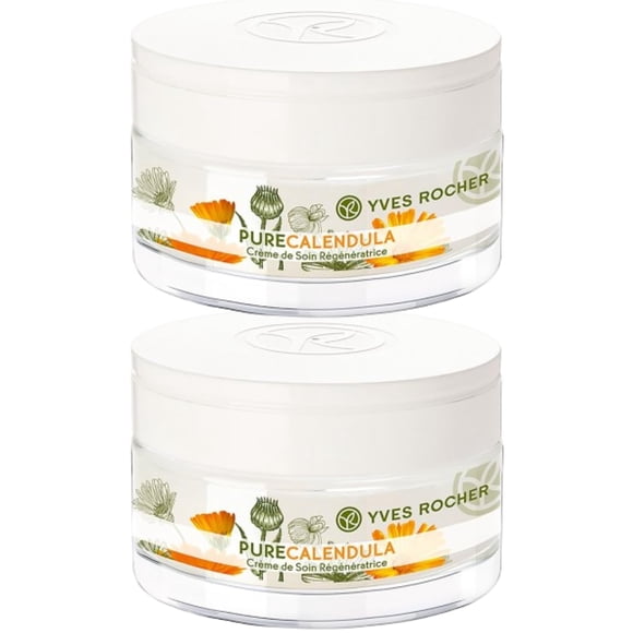 Yves Rocher DUO PACK PURE CALÉNDULA: 2 cremas faciales de día y noche regeneradoras (50 ml C/U)