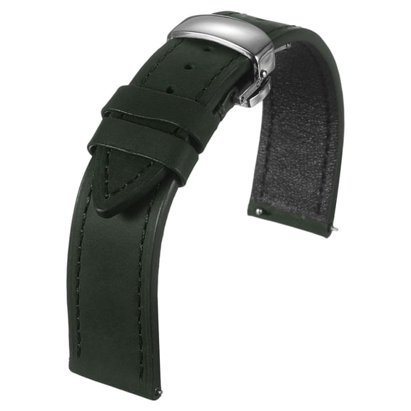 Uxcell Leather Watch Band 19mm Vintage Watch Straps with Butterfly Buckle, Green