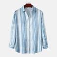 thumbnail image 2 of Chemise à Manches Longues pour Homme Mode Homme Automne Hiver Poche Latérale Simple Col Montant Chemise à Manches Longues Rayée Haut, 2 of 9