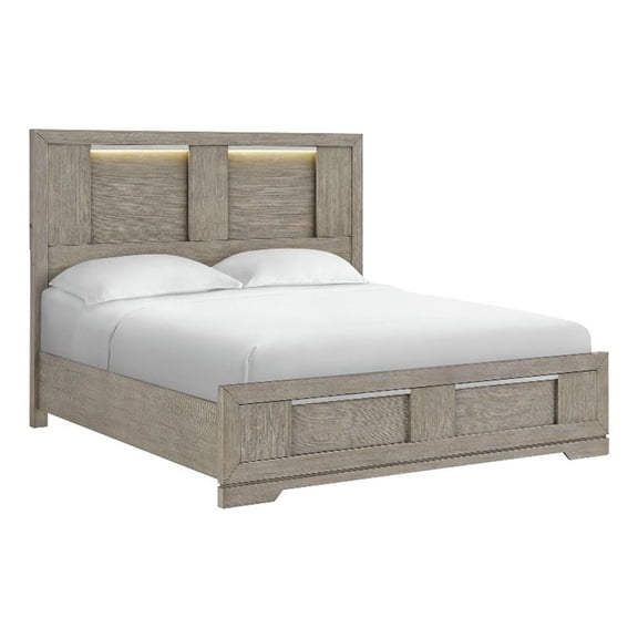 Picket House Furnishings Argo King Panel Bed with LED in Gray