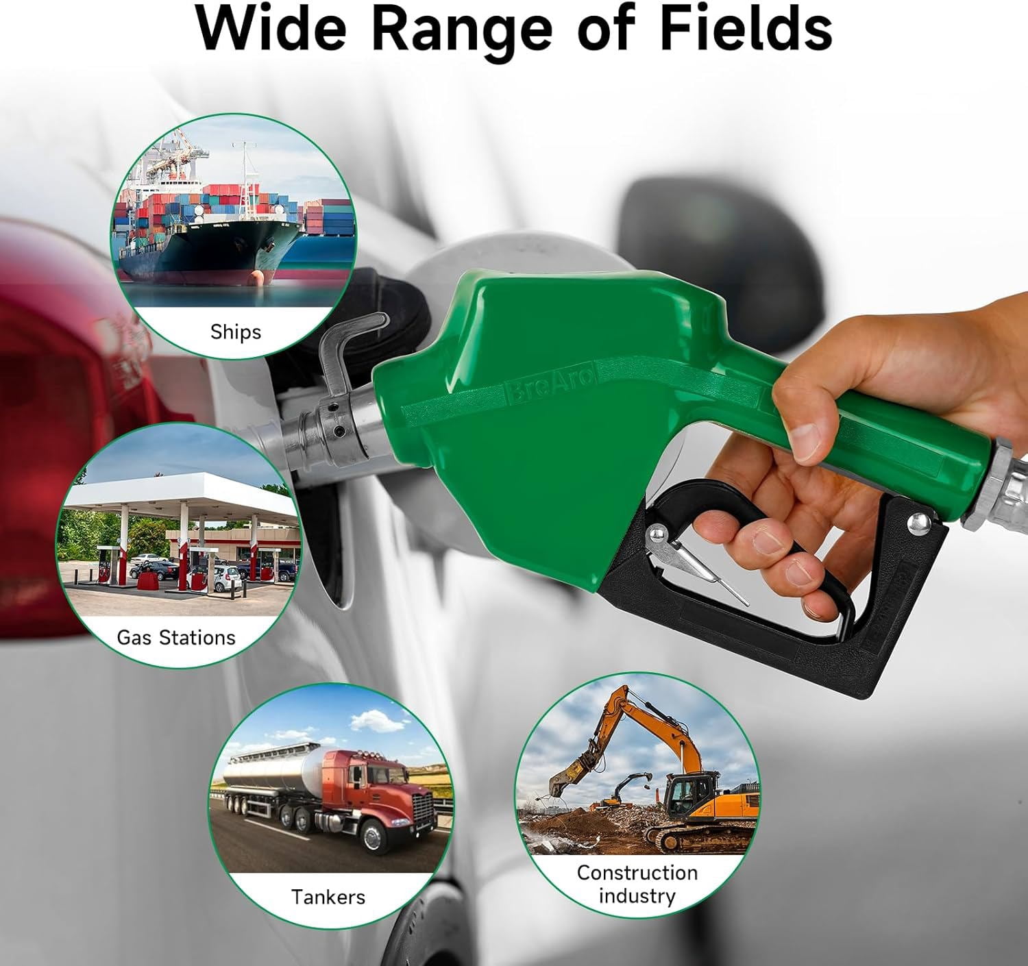 3/4" Inch NPT Automatic Fuel Nozzle, Auto Shut Off Fuel Refilling Nozzle with 3-speed Padlock 13/16" Spout Diesel Fueling Nozzle with Hook for Gasoline Kerosene Biodiesel