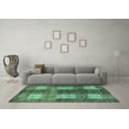 thumbnail image 3 of Ahgly Company Indoor Round Abstract Turquoise Blue Modern Area Rugs, 7' Round, 3 of 4