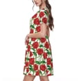 thumbnail image 2 of Honeii Rose Flowers Print Women’s Short Sleeve Dress, Comfortable Casual Dress, Soft Polyester Spandex Blend, Stylish Everyday Wear for Summer, Perfect for Travel and Vacation, 2 of 6