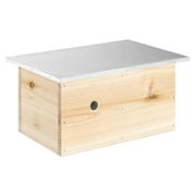 Navaris Wooden Bumblebee House for Garden - Wood Shelter Nesting Habitat Hotel for Bees - Bumble Bee Home Box with Metal Roof - 11.8"x7.9"x5.7"
