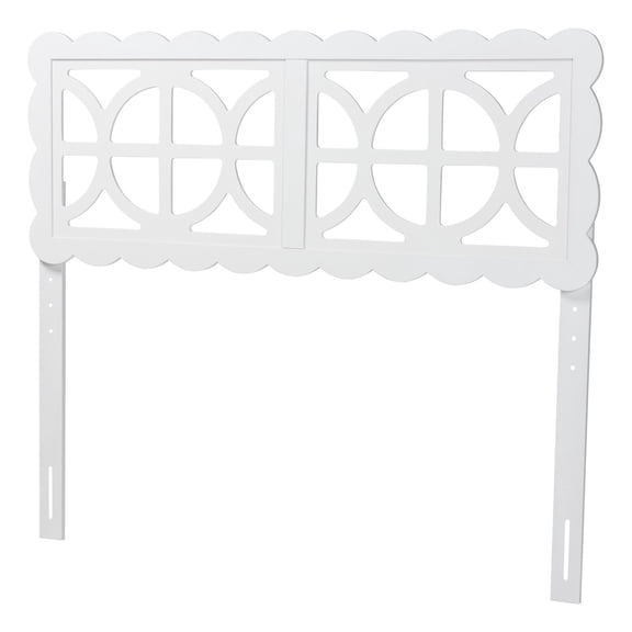 Baxton Studio Nansen Wood Headboard with Scalloped Frame Full White