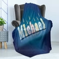 thumbnail image 4 of Michael Soft Flannel Fleece Throw Blanket, Kids Boys Name Letter Design for Delicious Birthday Party Cake, Cozy Plush for Indoor and Outdoor Use, 70" x 90", Blue and Multicolor, by Ambesonne, 4 of 5