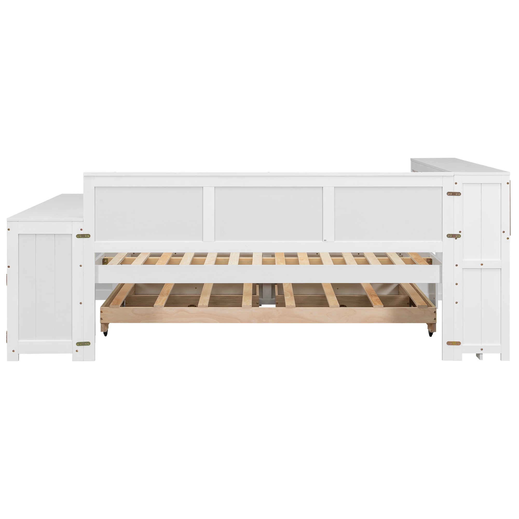 Sailvan Full Size Daybed with Storage Drawers, Trundle and Built-in Desk White