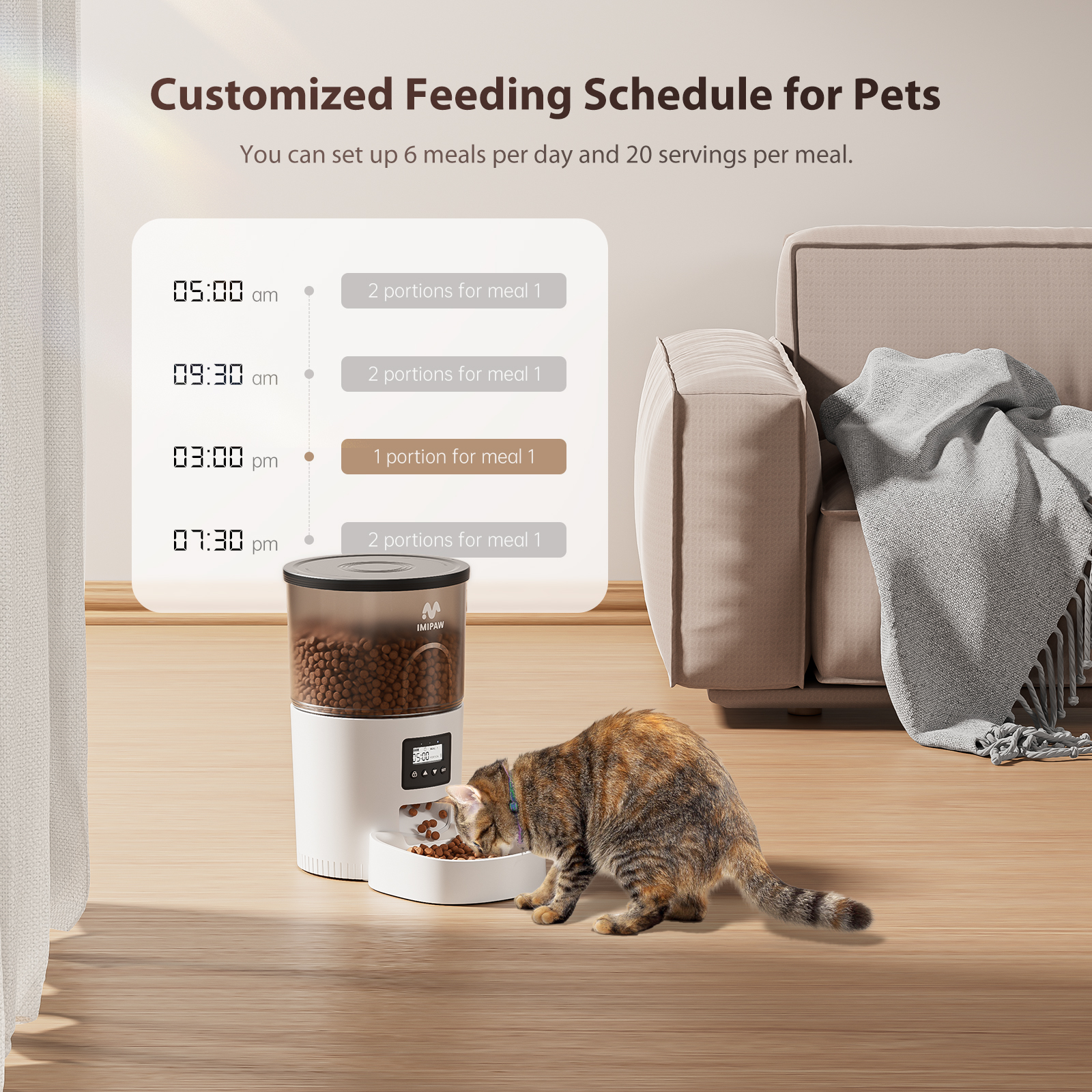 IMIPAW Automatic Cat Feeder, 3L Timed Dispenser photo 8