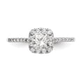 thumbnail image 4 of Solid 14k White Gold Cushion Halo Diamond Side-Stones with CZ Cubic Zirconia Center Stone Engagement Ring Size 7, 4 of 8