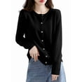 thumbnail image 2 of Womens Long Sleeve Button Up Knit Cardigan Light-Bodied 2026 Crewneck Button Down Sweaters for Women, 2 of 7