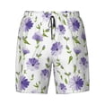 thumbnail image 4 of Lsque Mens Swim Trunks Purple Chicory Pattern - Bathing Suit Compression Liner - Beach Swim Shorts Swimwear - (S-3XL) - Stretch Quick Dry -Large, 4 of 9