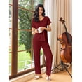thumbnail image 4 of Ekouaer Womens Pajama Sets 2 Piece Lounge Set Soft Pajamas for Women Set Short Sleeve and Long Pants Pjs with Pockets, 4 of 6