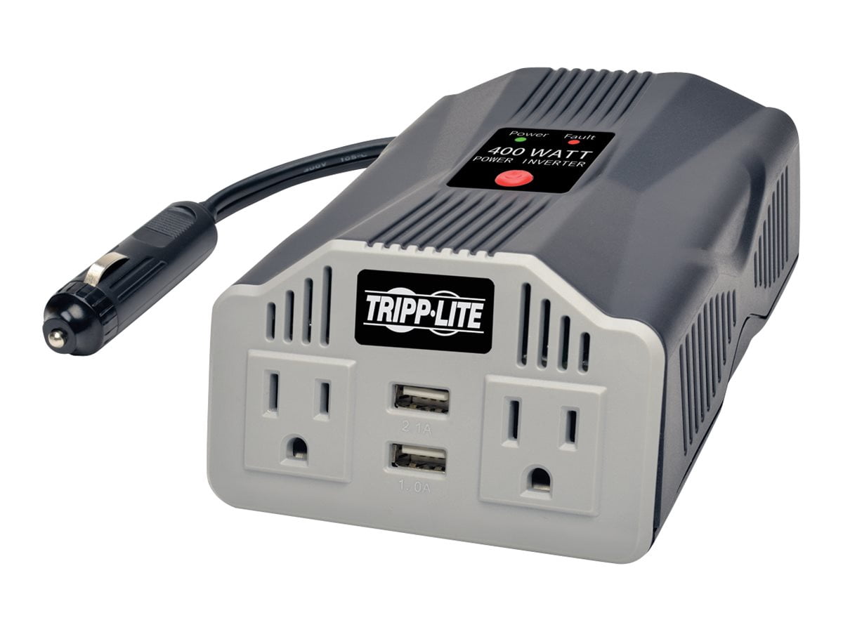 Tripp Lite 400W Car Power Inverter with 2 Outlets & 2 USB Charging Ports, Ultra-Compact (PV400USB)
