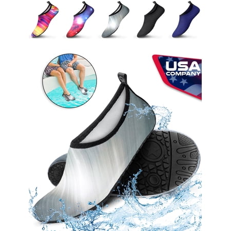 Claev Unisex Water Shoes Lightweight Quick-Dry Aqua Socks Ocean Gray Size W 7-8 ; M 5-6