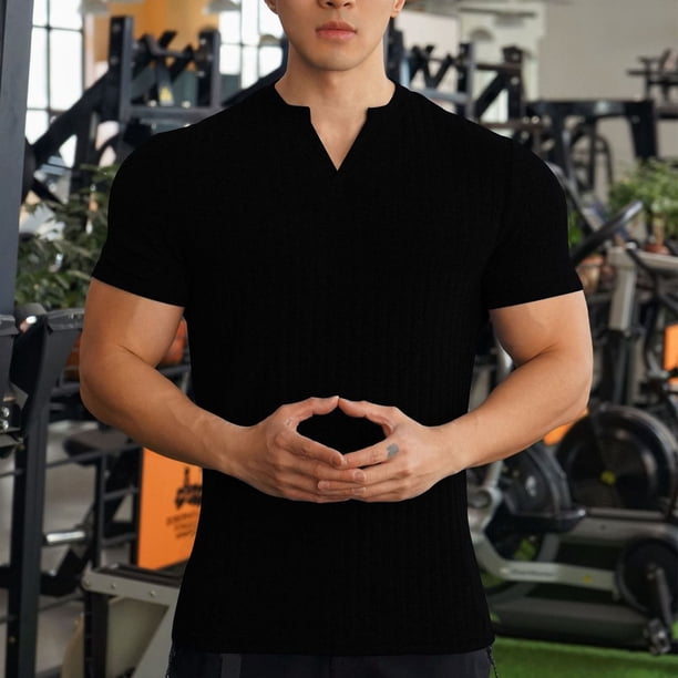 pstuiky camisetas de hombre, Camisa informal de manga corta con botones y cuello vuelto de color liso para hombre camisas casuales para hombre l
