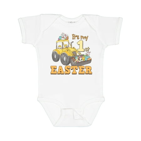 

Inktastic It s My 1st Easter Construction Bunnies Gift Baby Boy or Baby Girl Bodysuit