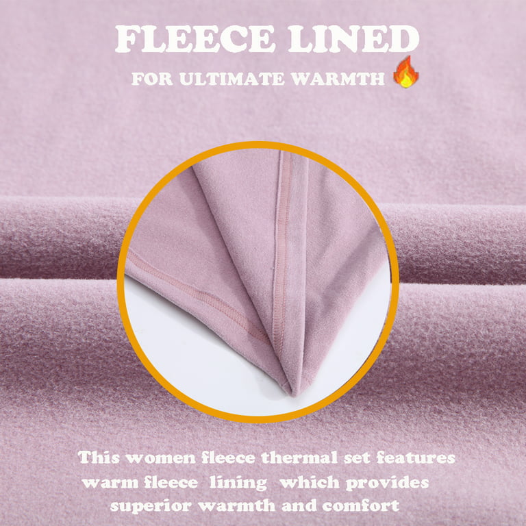 Joyshaper Thermal Underwear for Women Ultra Soft Long Johns Set with Fleece  Lined Base Layer Winter Warm Top & Bottom Pink L 