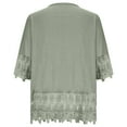 thumbnail image 7 of FAVIPT 3/4 Length Lace Sleeve Womens Tops Boho Vintage Embroidered Linen Shirts Lace Patchwork V Neck Bandage Blouses Peasant Casual Loose Tees 2025 Green,XXXXXL, 7 of 7