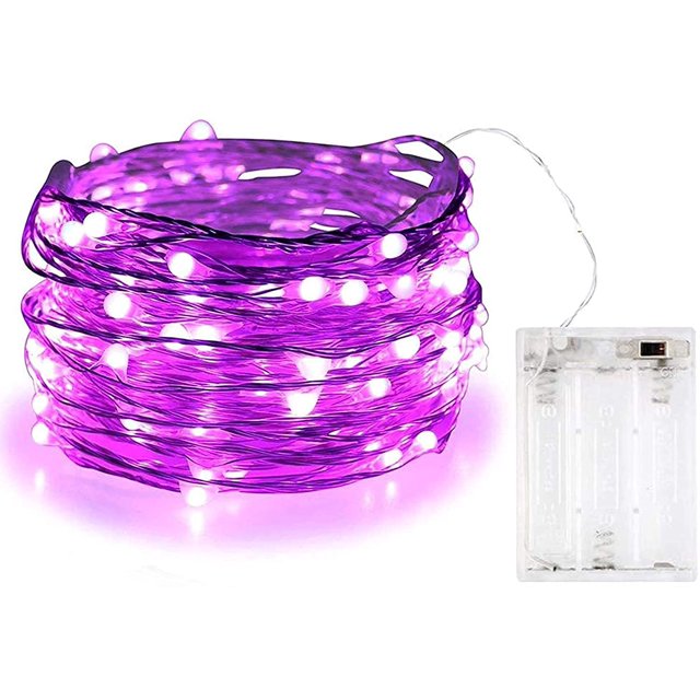 BOLWEO Cadena de luces verdes con pilas, decoración del día de San Patricio, impermeable, alambre de cobre plateado de 10 pies, 30 luces LED Diwali de Halloween para dormitorio, sala de estar, interio
