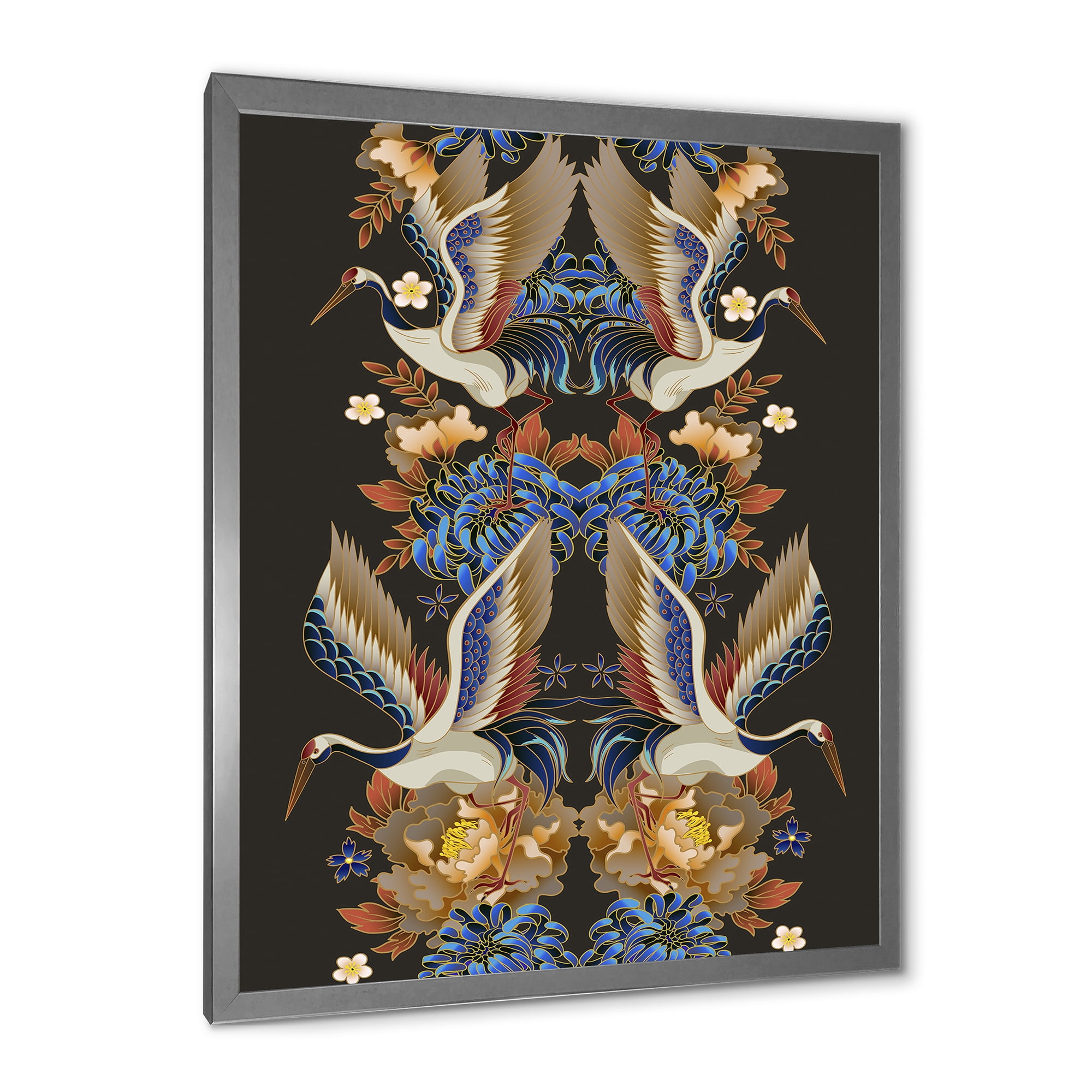 Designart 'Chinoiserie With Peonies and Birds IX' Traditional Framed Art Print