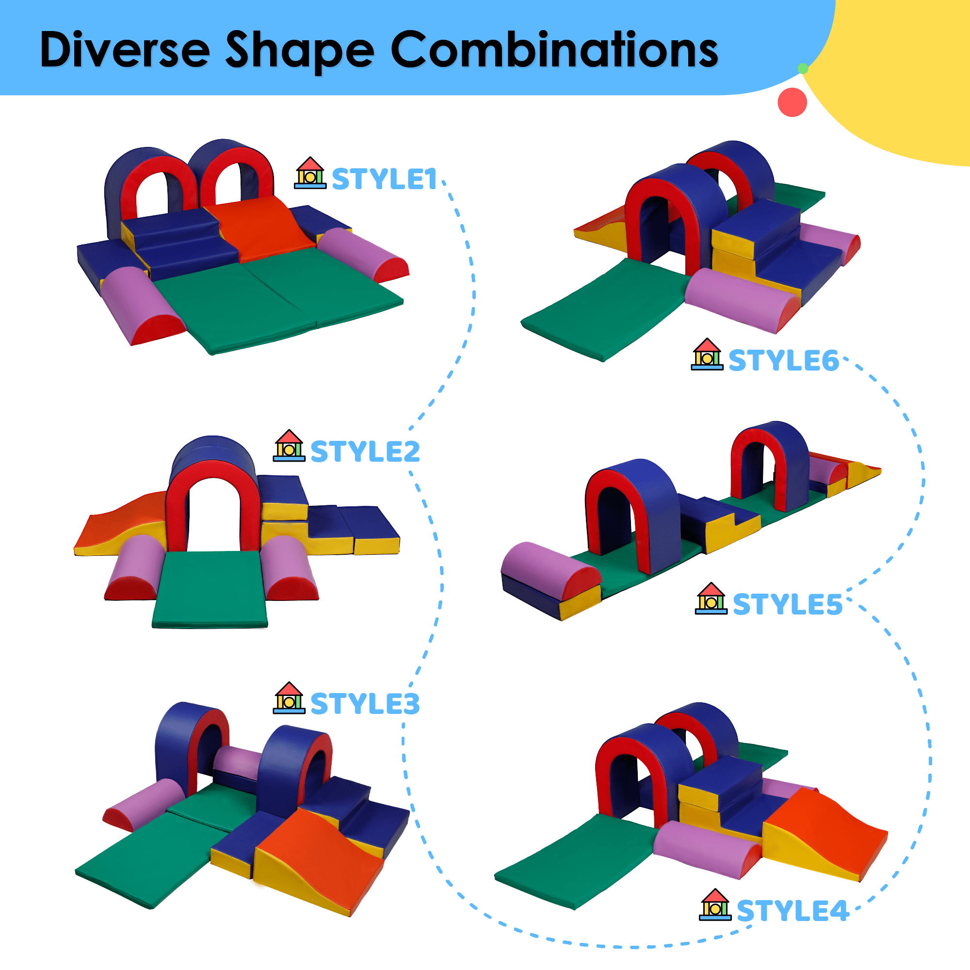 LINLUX 10-Piece Toddler Climbing Foam Block, Soft Foam Building Blocks for Kids, Baby Climbing Toys