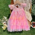 thumbnail image 2 of Hfolob Robes Filles Robe d'Été en Tulle Manches Volantes Robe Princesse avec Vêtements Papillon Coloré, 2 of 4