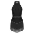 thumbnail image 3 of Aiihoo Women Tassel Latin Dance Leotard Sleeveless Gymnastics Tutu Skirted Leotard Ballet Dancewear Black S, 3 of 7