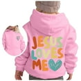 thumbnail image 1 of MIASHUI Chandail à Capuchon pour Filles, Hauts, Imprimé Alphabet pour Enfants, à Manches Longues, Rose, 3-4 Ans, 1 of 5
