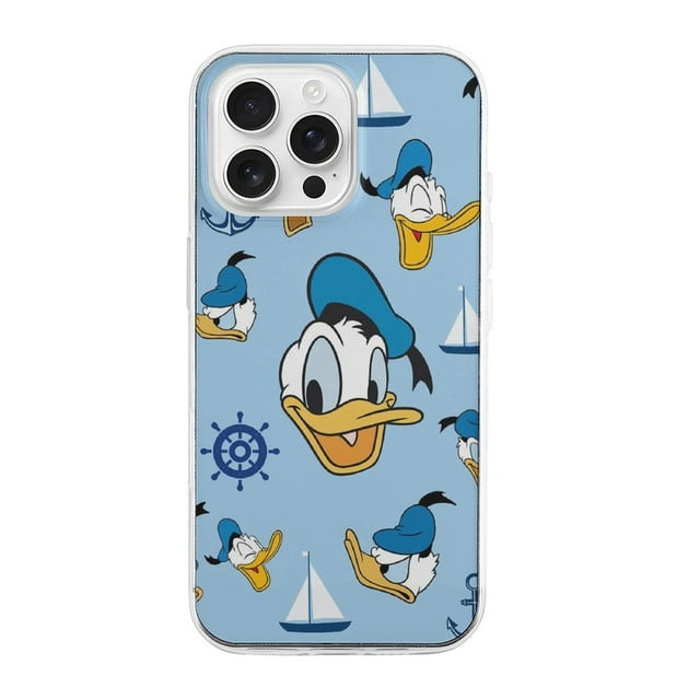 Funda de TPU del Pato Donald para iPhone 16 Pro Max: ultrafina, a prueba de golpes, antiamarilleo, resistente a arañazos, compatible con carga inalámbrica, agarre mejorado, estilo transparente.