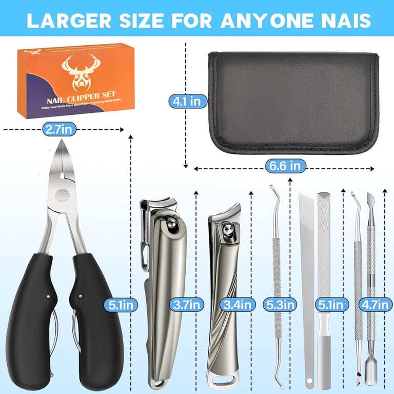 NIUTA 8-in-1 Nail Clippers for Men, Heavy-Duty Set photo 3