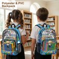 thumbnail image 4 of ZIATUBLES Heavy Duty Clear Backpack 17 Inch, Boy Reading School Print Fabric & PVC Transparent Bag, One Pocket See Through Bookbag for School College Security, 4 of 7