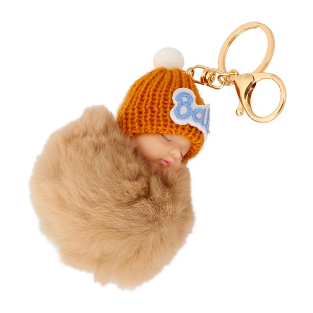 Llavero para Coche Accesorios Lindo Muñeca de Piel Sintética Bolsa Decoración champán Yinane Colgante de felpa de mujer