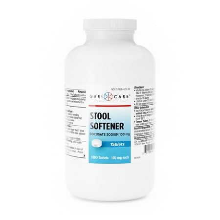 Geri-Care Stool Softener Tablets, Docusate Sodium, 100 mg Strength, 1 Bottle, 1,000 per Bottle