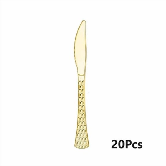 20 Peak Glamour Collection Extra Heavy Weight Disposable Plastic Knifes Gold