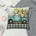 thumbnail image 2 of JRXY Spring Pillow Covers Daisy Floral Throw Pillow Covers Blue Car Gray and White Buffalo Decorative Cushion Cases Spring Home Decor for Couch Bed Holiday White, 2 of 5