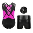 thumbnail image 3 of Hansber Kids Girls Sparkly Gymnastics Leotard Sleeveless Bodysuit Dance Biketard Unitard with Shorts Hot Pink 8, 3 of 4