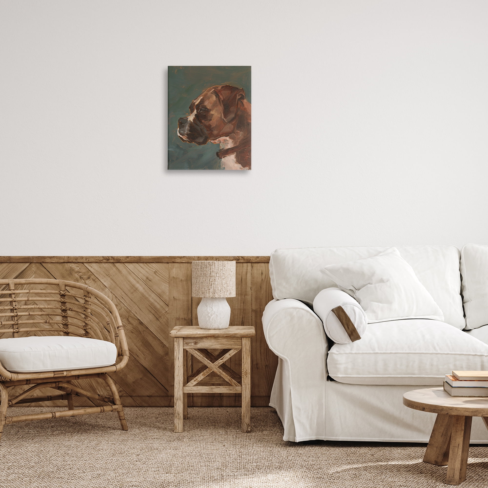 Stupell Industries Bulldog Gazing Portrait Animals & Insects Painting Gallery Wrapped Canvas Art Print Wall Art, 16 x 20