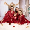 thumbnail image 6 of MEZZALL Men Satin Silk Button Down Pajama Sets Solid Color 2 Piece Sleepwear Loungewear Long Sleeve Lapel Shirts With Pants Family Matching Nightwear, 6 of 6