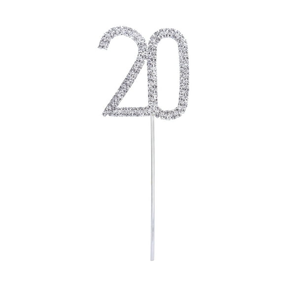 WHAMVOX Silver Rhinestone Cake Topper for 20th Birthday Party and Anniversary Decorations Alloy and Rhinstone 20 Pieces