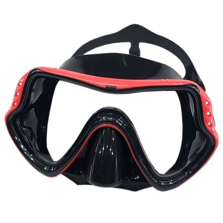 Adjustable Anti-Fog UV Protection Clear View Diving Mask Snorkel Swim Goggles with Nose Cover RED