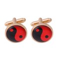 thumbnail image 1 of Gemelos Yin Yang esmaltados para hombre en aleación roja y negra, 1 of 1