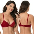 thumbnail image 5 of Curve Muse Womens Plus Size Perfect Shape Add 1 Cup Push Up Underwire Tshirt Bra-1PK-Burgundy-34D, 5 of 6