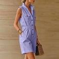 thumbnail image 5 of Yteetum Women's Summer Button Down Jumpsuits Rompers Oversized Turndown Collared Short Jumpsuit Women Casual Solid Stand Collared Loose Lightweight Comfy Overalls, 5 of 9