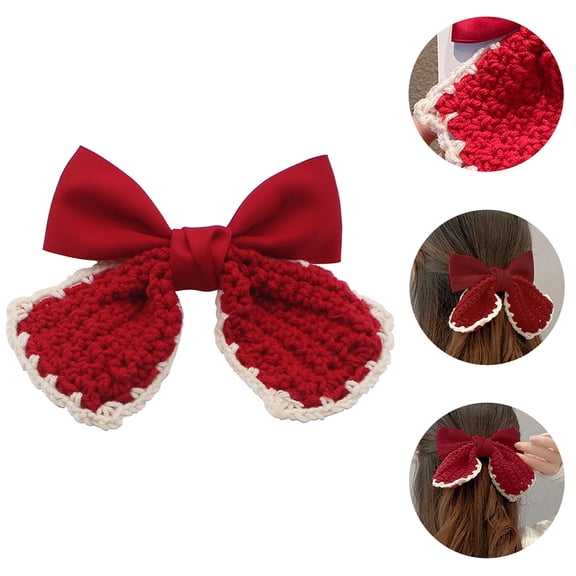 Luxshiny 1Pc Red Cloth Bow Hair Clip Portable Hair Bowknot Barrette for Festive and Casual Wear