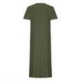 thumbnail image 5 of Diufon Casual Womens Maxi Dresses Summer Solid Color Dress Round Neck Short Sleeve Dress, 5 of 6