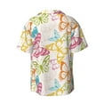 thumbnail image 2 of Xecao offers the Retro Colorful Butterfly for Men's Casual Short-sleeved Shirt, a button-up collared shirt with a pocket, perfect for beach vacations and yacht travel in the XX-Large size., 2 of 7