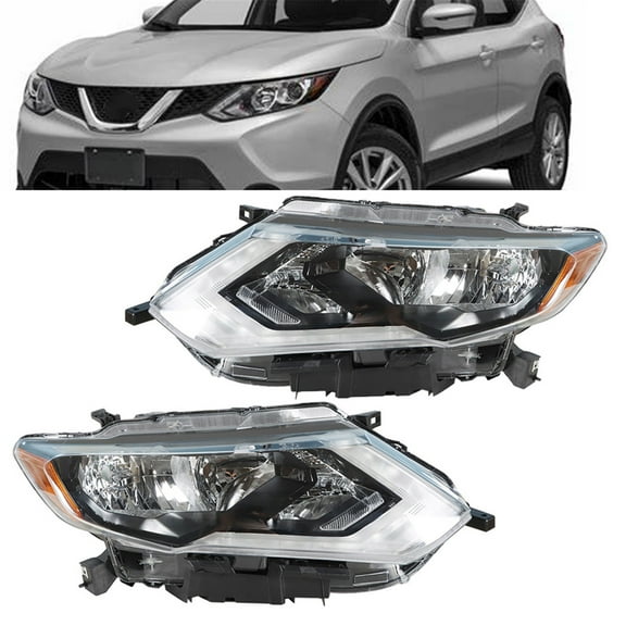 SEBLAFF Headlights Headlamps Pair Assembly For 2017 2018 2019 Nissan Rogue Clear Lens